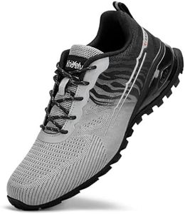 Kricely Men's Trail Running Shoes Fashion Hiking Sneakers for Men Tennis Cross Training Shoe Mens Casual Outdoor Walking Footwear Size 13 Black Grey