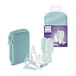 Philips Avent Baby Care Set - Essential Baby Care Set with 9 Accessories, Nail Clipper, Scissors, 3 Emery Boards, Bomb, Hairbrush, Nasal Aspirator and Finger Toothbrush (Model SCH401/00)