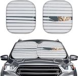Coldinair Funny Cat Print Auto Windshield Sun Shade,2-Piece Foldable Car Front Window Sunshade Universal Fit for Most Cars,Sedans,SUVs,Trucks