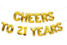 AR Giftzadda " Cheers to 21 Years " Birthday/Anniversary Decorations Balloons Gold (16 inch) for Boys Men Women Girls Birthday Party Decorations (Cheers to 21)