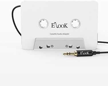 Elook Car Cassette Aux Adapter, 3.5mm Universal Audio Cable Tape Adapter for Car, Phone, MP3 ect. White