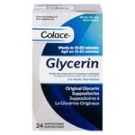 Colace Glycerin Suppositories - Adult | Gentle Fast Acting Relief of Occasional Constipation | 24 Count