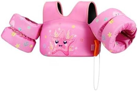 HeySplash Swim Vest for Kids, Toddler Pool Floaties Fit 31-66 Lbs, Children Swimming Vest with Adjustable Strap, Swim Jacket Water Wing Arm Float, Puddle Beach Boat Jumper Boy Girl Age 2-7,Starfish