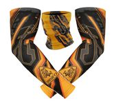 KYRON Bikers Protective Arm Sleeves with neck gaiter face mask bandana headgear for men (KTM+NECK)