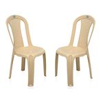 Nilkamal Mid Back Chair CHR 4002 | Chair for Living Room, Bed Room, Kitchen, Office Room, Outdoor| 100% PolyPropylene Stackable Chair | (Marble Beige, Set of 2)