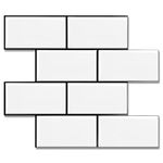 STICKGOO 10-Sheet Backsplash Peel and Stick Subway Tile, Self Adhesive Vinyl Wall Tiles, Stick on Backsplash for Kitchen and Bathroom(Thicker Design, White with Black Grout)