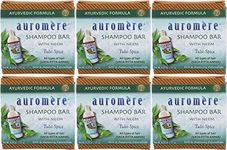 Auromere Ayurvedic Shampoo Bar - Eco Friendly, Handmade, Vegan, Cruelty Free, Natural, Non GMO, All in One Bar for Soap and Shampoo (4.23 oz), 6 pack