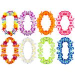 KINBOM Hawaiian Leis, 8pcs Colorful Hawaii Large Flower Lei Thickened Flower Garlands Necklace Tropical Luau Party Fancy Dress Supplies for Holiday Wedding Beach Birthday Decorations (8 Colors)