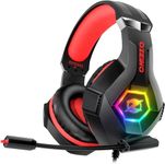 Ozeino Gaming Headset Ps5 Ps4 Headset with 7.1 Surround Sound, Gaming Headphones with Noise Cancelling Flexible Mic RGB Light Memory Earmuffs for PC, Xbox Series X/S, Mac, Phone