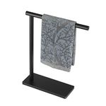 JQK Hand Towel Holder Stand Black, Modern Tree Rack Free Standing for Countertop with 12 Inch Bar, 304 Stainless Steel Matte Black, HTT170-PB