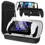 QUAGGY 3-in-1 Accessoris Kit Compatible with Playstation Portal, EVA Carrying Case for PS Portal with Silicone TPU&Hard PC Clear Protective Cover, 2 Pack Screen Protectors,Protective Shell Portable Travel Handbag for PS5 Portal Remote Player (Black)