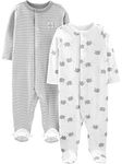 Simple Joys by Carter's Baby Neutral 2-Pack Cotton Footed Sleep and Play, Elephant, 3-6 Months