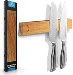 Zulay 11.75" Seamless Acacia Wood Magnetic Knife Holder - Wooden Magnetic Knife Strip for Organizing your Kitchen - Elegant & Multifunctional Magnet Holder for Wall with Easy Installation