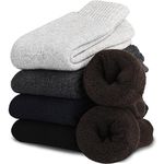 VoJoPi Men Socks, 5 Pairs Thermal Wool Socks, Cozy Cushioned Socks for Work Hiking Walking Casual, UK 6-11