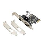 Syba Dual Port Serial Industrial DB9 COM RS232 PCIe X1 Card for Desktop PC with Low Bracket Moschip MCS9922, SD-PEX15022