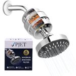 PJet 5-Mode Filtered Shower Head | Shower Filter for Hard Water | Adjustable Overhead Shower with 5 High Pressure Modes | Removes Chlorine & Heavy Metals | Water Filter Shower (Chrome)