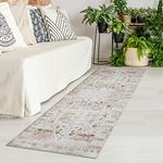 GARVEE Runner Rug 2x6 Machine Washable Rug for Hallway Entryway Taupe Persian Distressed Area Rugs Indoor Floor Cover Carpet Rug Soft Velvet Mat Foldable Accent Rug, 2'x6', Taupe