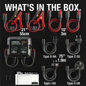 NOCO GENIUS2X2 2-Bank Battery Charger – 4A Smart Maintainer