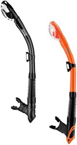 Aegend Dry Snorkel, Dive Mask Easy-Breath Free Diving Snorkel for Snorkeling Scuba Diving Freediving Swimming, with Top Dry Valve and Food-Grade Silicone Mouthpiece(Black & Orange)