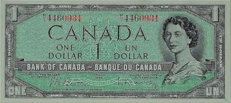 Tesino 1954 Canada $1 Dollar Bill - Uncirculated Banknote with Random Serial # - Paper Money (Qty 1) from Co. Green