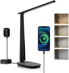 Honeywell LED Desk Lamp Dimmable for Office - H2 Sunturalux™ Touch Table Lamp with USB A+C Rechargeable, 4 Colour Modes Memory Function Modern Desk Lamp for Home Office Reading Learning Work Black