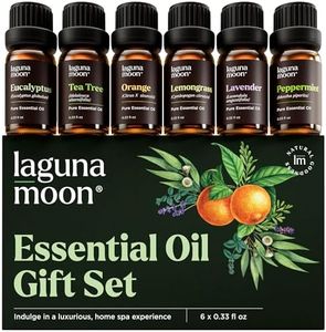 Lagunamoon Essential Oils Gift Set,Top 6 Aromatherapy Oils Orange Lavender Tea Tree Peppermint Eucalyptus Lemongrass