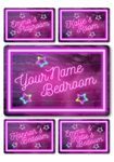 Bedroom Decor Name Signs - Custom Personalised Neon Style Metal Plaque for Children, Kids, Boys & Girls Home Decor, Nursery, Playroom Door