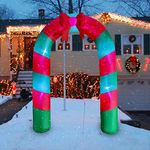 SEASONBLOW 8 Ft LED Light Up Inflatable Christmas Candy Archway with Bow Decoration for Yard Lawn Garden Home Party Indoor Outdoor