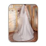 Unsutuo 2 Tiers Bride Wedding Veil Ivory Ribbon Cathedral Veil Bridal Tulle Veil for Women and Girls (White)