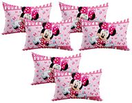 Kuber Industries Disney Minnie Print Silk Special Long Crush Pillow Cover- Set of 6, Pink-KUBMART10057