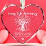 Gifts for 60th Anniversary - 60th Wedding Anniversary Ornament - 60th Wedding Anniversary Ideas, Anniversay Wedding Gifts - 60th Wedding Anniversary for Grandparents, Parents, Couple - Glass Ornament
