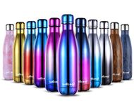 willceal Stainless Steel Double Wall Vacuum Insulated Water Bottles 500ml, Leak Proof Keep Cold and Hot Drinks Bottle for Outdoor Sports Camping (Colorful Purple)