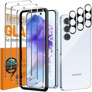 QsmQam 3 Pièces Verre Trempé pour Samsung Galaxy A55 5G et 3 Pièces Caméra Arrière Protecteur, Film Protection écran, 9H Dureté, Anti Rayures, Vitre Protection pour Samsung Galaxy A55 5G