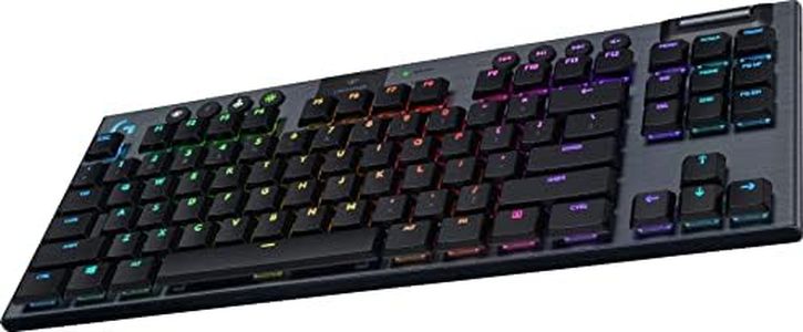Logitech G915 TKL Tenkeyless Lightspeed Wireless RGB Mechanical Gaming Keyboard, Low Profile Switch Options, Lightsync RGB, Advanced Wireless and Bluetooth Support - Clicky,Black