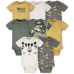 Gerber Baby Boys' 8-Pack Short Sleeve Onesies Bodysuits, Tiger Green, Newborn