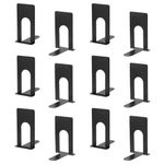 JIANTA Book Ends, Bookends for Shelves, Heavy Duty Metal Bookends, Black Non-Skid Bookshelf Holder Stand for Home, Office, Library, School (4.9 x 3.7 x 2.6 in, 6 Pairs)