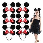 JMOCD 12 Pack Mouse Costume Mickey Mouse Ears headband minnie mouse ears headband Birthday Party Hairs Accessories