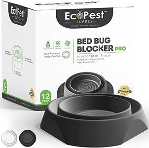 ECOPEST Bed Bug Interceptors – 12 Pack | Bed Bug Blocker (Pro) Interceptor Traps | Insect Trap, Monitor, and Detector for Bed Legs (Black)