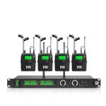 XTUGA RW2090 Wireless In-Ear Monitor System, Mono IEM Monitoring with 2 x 100 Frequencies, 70m Operation, 4 Bodypack Receivers for Stage, Studio and Band (550-599MHz)