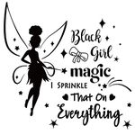 SUPERDANT PVC Wall Stickers Black Girl Fairy Magic That On Everything Vinyl Lettering Wall Art Decals for Living Room Girl's Bedroom Decoration Black 21"x15"