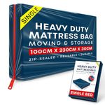 Single Mattress Storage Bag with Zipper - 1 Pack Blue Waterproof Mattress Cover for Moving - Mattress Bag to Protect Beds from Stains, Dust, and Pest Damage - Plastic Mattress Cover