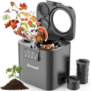 Electric Composter for Kitchen, 4L Indoor Odorless Compost Bin with 2 Carbon Filters, Upgraded Brushless Motor, Auto-Clean, LED Display, Visible Window, Smart Countertop Food Waste Composting Machine