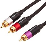 Amazon Basics 1-Male to 2-Male RCA Audio Cable for Amplifier,Active Speakers or Subwoofer with Gold-Plated Plugs, 2.4 m, Black