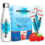 Revival Rapid Rehydration Starter Pack - 500ml Steel Water Bottle with 1 x 6 Packs Electrolytes Powder Sachets - Summer Fruits