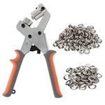 Dyna-Living Grommets Eyelet Punch Kit Punch Pliers Hole Punch Handheld Grommets Portable Punching Machine Press Tool with 500pcs 7/16 in (10.5mm) for Tarpaulin,Belts,Poster