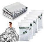 Emergency Rescue Blanket Thermal Blanket Set of 6-210x160cm Space Blanket Gift Camping Blanket, Ideal for Outdoors, Hiking, Survival, Escape, Marathon or First Aid (6 Silver)