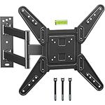 BONTEC TV Wall Bracket Mount for 26-60 inch LED LCD Flat Curved TVs, Tilt Swivel & Rotation TV Wall mount up to 45kgs, Max VESA 400x400mm, Bubble Level, Cable Ties included