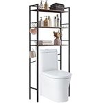 YMYNY Over Toilet Storage, 3 Tier Bathroom Organizer Shelf, Freestanding Space Saver with Toilet Paper Holder, Multifunctional Toilet Storage Rack 64×24×165CM Rustic Brown HBR005H