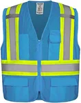 KAYGO High Visibility Safety Vests KG0100, Reflective Vest with Pockets and Zipper (Light Blue,Small)