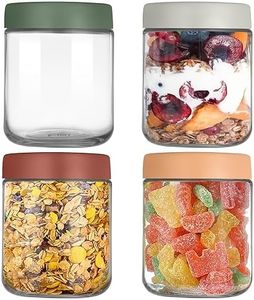 YUEYEE 4 Pack 16 oz Overnight Oats Jars, Preserving Jars with Screw Lid for Overnight Oats, Salad, Yogurt, Pudding, Chutney Jam, Reusable Glass Containers with Lids as Mason Jar